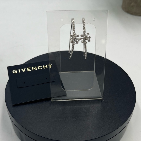 Givenchy Silver Tone Starburst Crystal Flower Half Hoop New - Picture 1 of 11